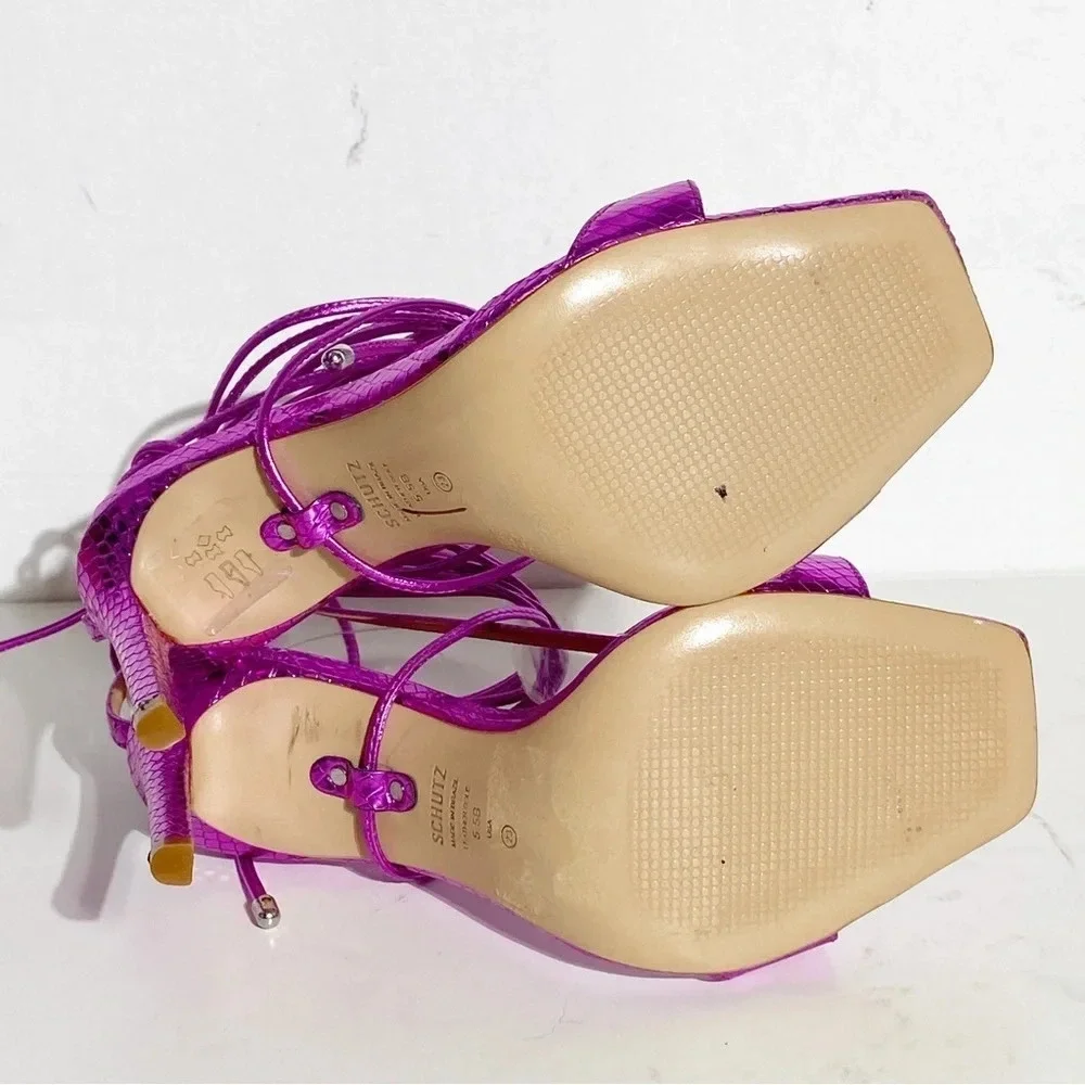 New Schutz Vikki Ankle Tie Sandal Bright Violet Purple size 5.5